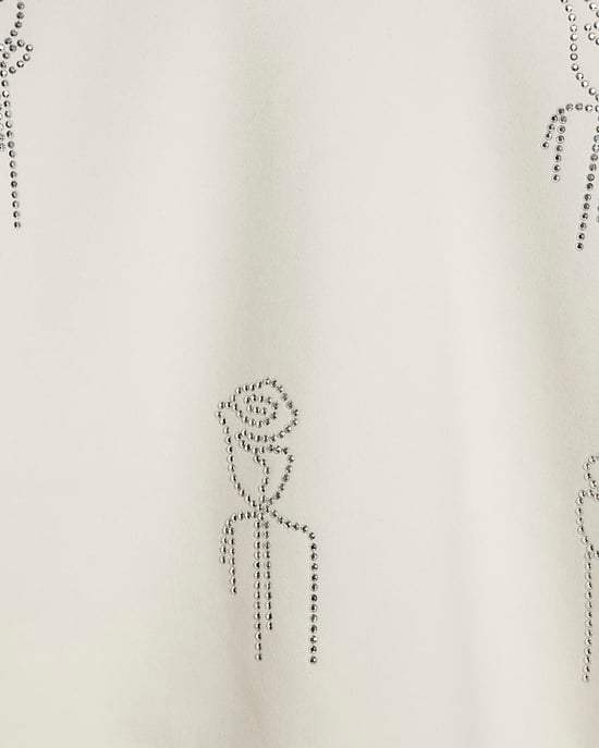 River Island Mädchen-Hoodie Cremefarben Verziert Langarm - Image 3