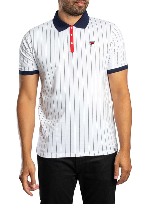 Fila Klassisches Gestreiftes Vintage-Poloshirt, Weiß - Image 1