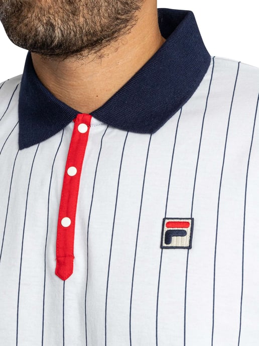 Fila Klassisches Gestreiftes Vintage-Poloshirt, Weiß - Image 4