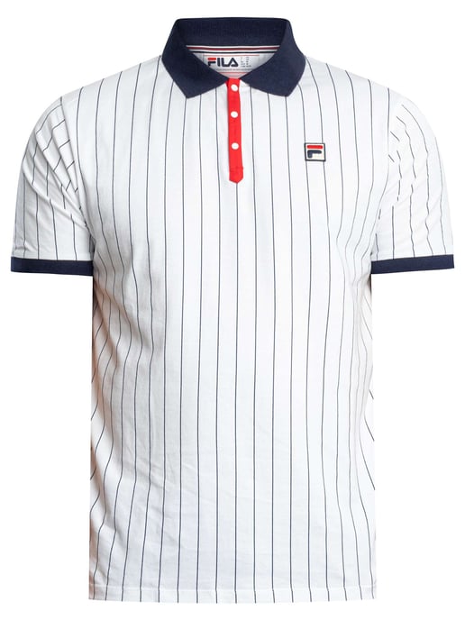 Fila Klassisches Gestreiftes Vintage-Poloshirt, Weiß - Image 5