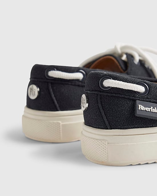 River Island Bootsschuhe für Jungen im Mini-Format, Marineblau, Schnürung, flache Sohle - Image 4