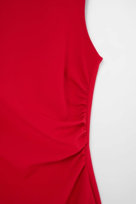 Trendyol Curve Damen Rot Einfarbig Kurz / Mini Ärmellos A-Linie Große Größen Kleid - Image 4