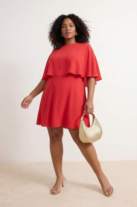 Trendyol Curve Damen Rot Einfarbig Kurz / Mini Ärmellos Gerade Große Größen Kleid - Image 6