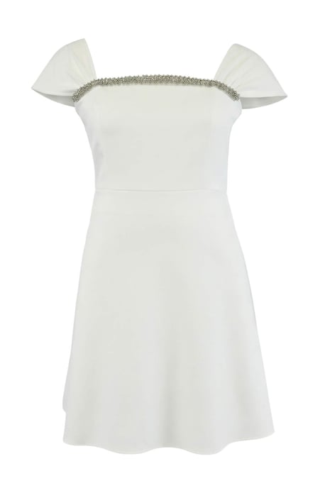Trendyol Curve Damen Weiß Einfarbig Kurz / Mini Kurz Party Skater Große Größen Kleid - Image 3