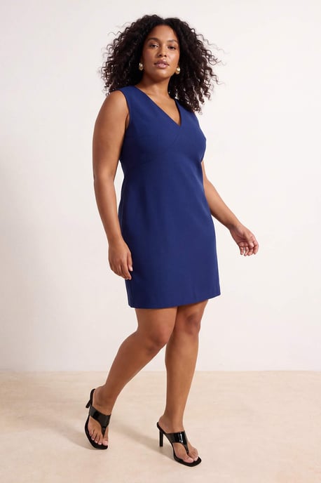 Trendyol Curve Damen Dunkelblau Einfarbig Kurz / Mini Ärmellos Casual A-Linie Große Größen Kleid - Image 6
