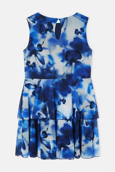 Trendyol Curve Damen Dunkelblau Geblümt Kurz / Mini Ärmellos Skater Große Größen Kleid - Image 5