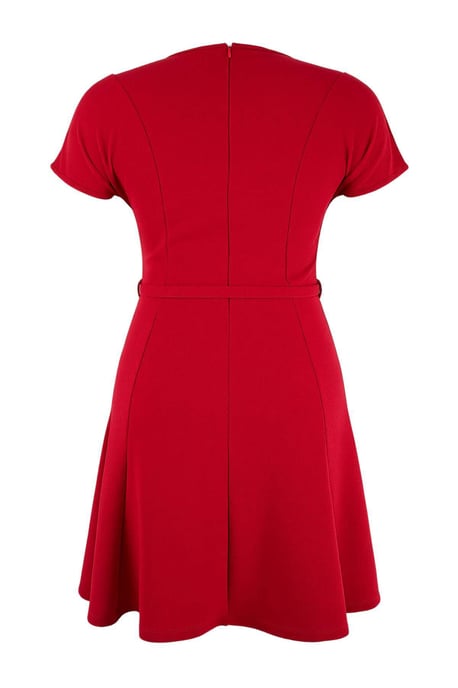 Trendyol Curve Damen Rot Einfarbig Kurz / Mini Kurz Casual Skater Große Größen Kleid - Image 5