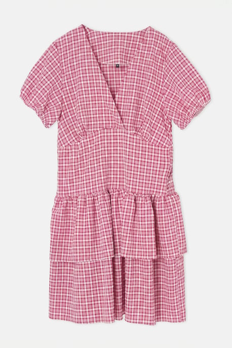 Trendyol Curve Damen Rot Kariert Kurz / Mini Kurz A-Linie Große Größen Kleid - Image 4