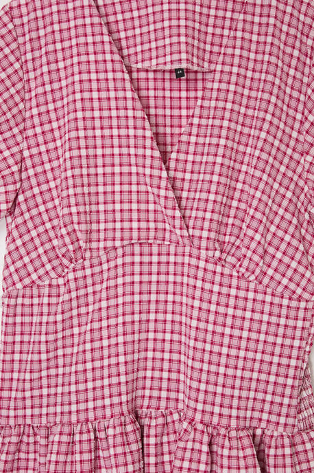 Trendyol Curve Damen Rot Kariert Kurz / Mini Kurz A-Linie Große Größen Kleid - Image 5