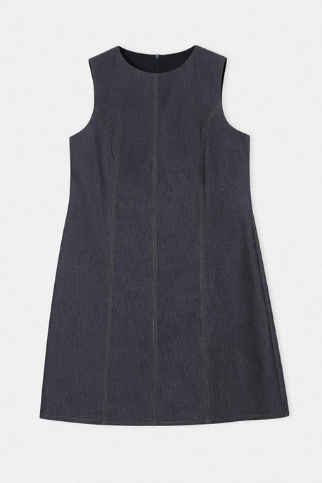 Trendyol Curve Damen Dunkelblau Einfarbig Kurz / Mini Ärmellos A-Linie Große Größen Kleid - Image 3