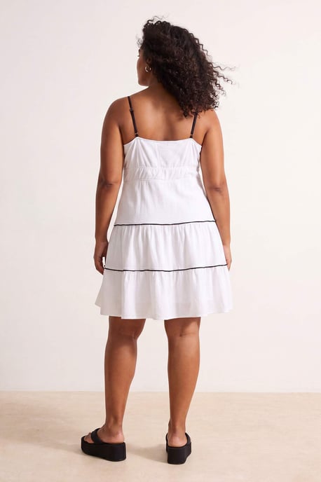 Trendyol Curve Damen Weiß Einfarbig Kurz / Mini Ärmellos A-Linie Große Größen Kleid - Image 2