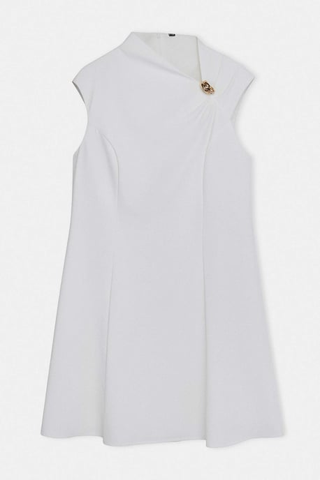 Trendyol Curve Damen Weiß Einfarbig Kurz / Mini Kurz Elegant/Abend Skater Große Größen Kleid - Image 3