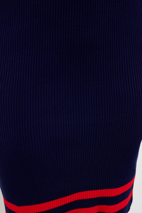 Trendyol Curve Damen Dunkelblau Gestreift Kurz / Mini Lang Casual Bodycon Große Größen Kleid - Image 3