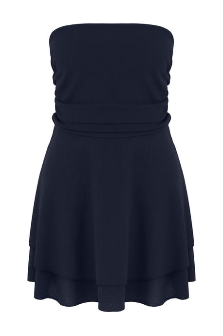 Trendyol Curve Damen Dunkelblau Einfarbig Kurz / Mini Ärmellos Casual Skater Große Größen Kleid - Image 4