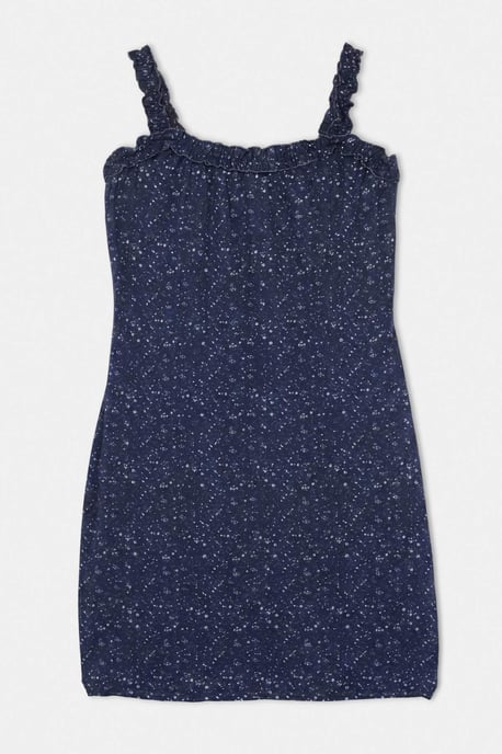 Trendyol Curve Damen Dunkelblau Geblümt Kurz / Mini Ärmellos A-Linie Große Größen Kleid - Image 3