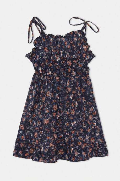 Trendyol Curve Damen Dunkelblau Geblümt Kurz / Mini Ärmellos A-Linie Große Größen Kleid - Image 4