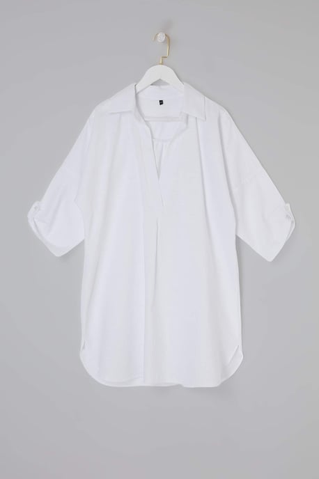 Trendyol Curve Damen Weiß Einfarbig Kurz / Mini 3/4-Arm Strandmode A-Linie Große Größen Kleid - Image 4