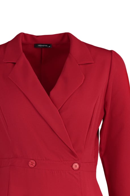 Trendyol Curve Damen Rot Einfarbig Kurz / Mini 3/4-Arm Casual Blazer Kleid Große Größen Kleid - Image 5