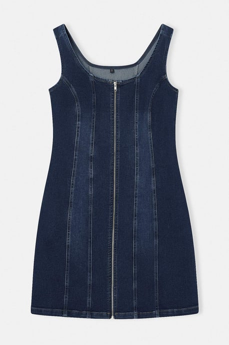 Trendyol Curve Damen Blau Einfarbig Kurz / Mini Ärmellos Casual Hemdblusenkleid Große Größen Kleid - Image 3