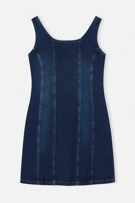 Trendyol Curve Damen Blau Einfarbig Kurz / Mini Ärmellos Casual Hemdblusenkleid Große Größen Kleid - Image 4