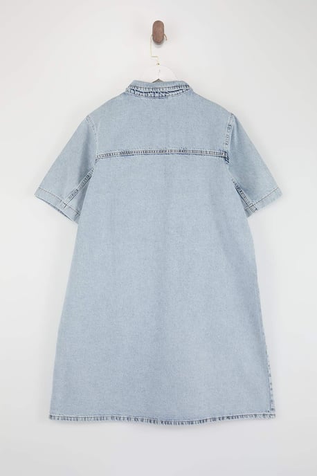Trendyol Curve Damen Blau Einfarbig Kurz / Mini Kurz Casual Hemdblusenkleid Große Größen Kleid - Image 5