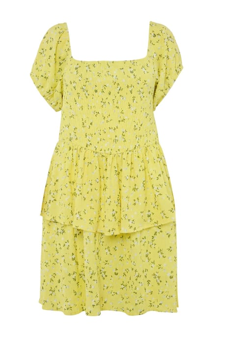 Trendyol Curve Damen Gelb Geblümt Kurz / Mini Kurz A-Linie Große Größen Kleid - Image 4