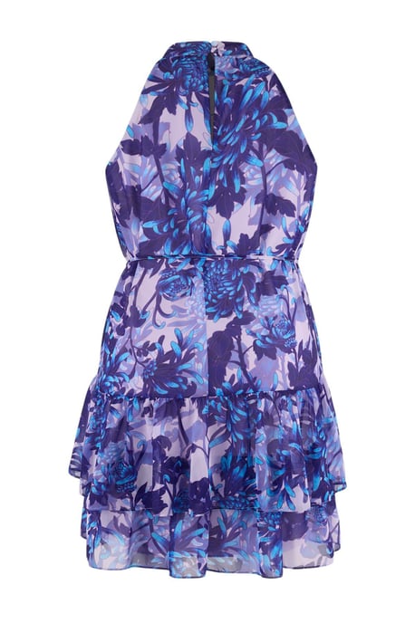 Trendyol Curve Damen Blau Geblümt Kurz / Mini Ärmellos Casual A-Linie Große Größen Kleid - Image 5