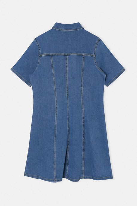 Trendyol Curve Damen Blau Einfarbig Kurz / Mini Kurz A-Linie Große Größen Kleid - Image 5