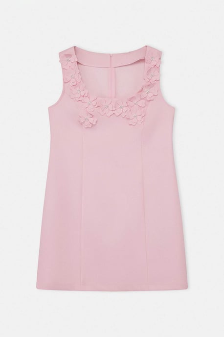 Trendyol Curve Damen Rosa Einfarbig Kurz / Mini Ärmellos Party Bodycon Große Größen Kleid - Image 2