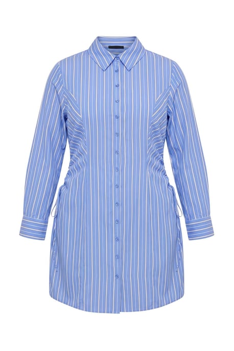 Trendyol Curve Damen Blau Gestreift Kurz / Mini Lang Gerade Große Größen Kleid - Image 5