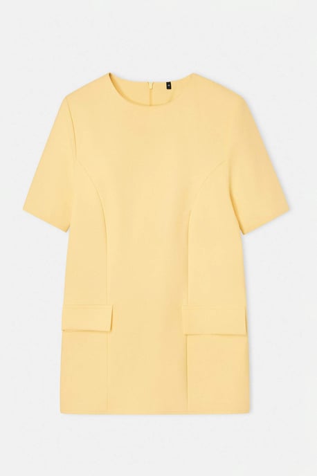 Trendyol Curve Damen Gelb Einfarbig Kurz / Mini 3/4-Arm Casual A-Linie Große Größen Kleid - Image 4