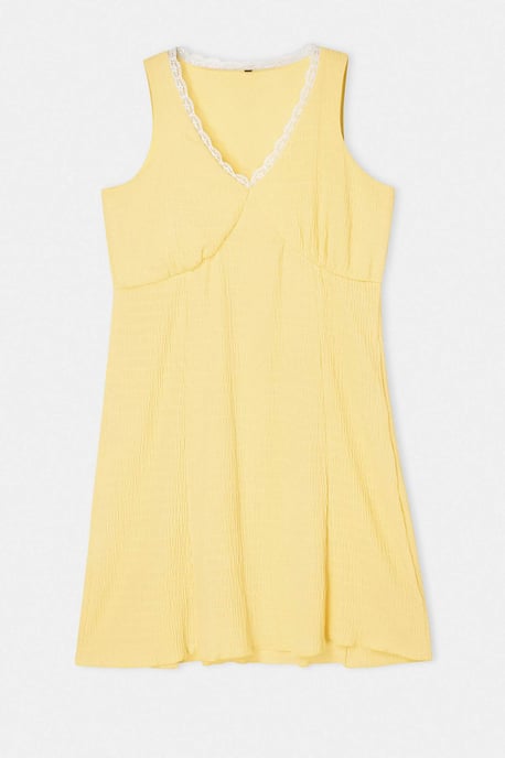 Trendyol Curve Damen Gelb Einfarbig Kurz / Mini Ärmellos A-Linie Große Größen Kleid - Image 4