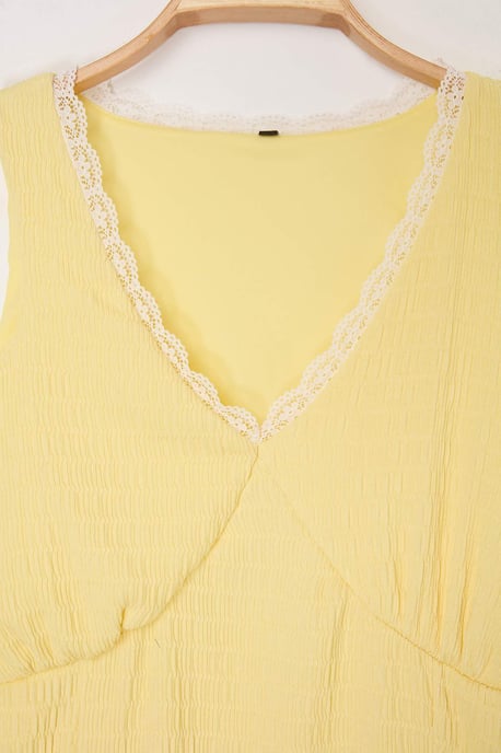 Trendyol Curve Damen Gelb Einfarbig Kurz / Mini Ärmellos A-Linie Große Größen Kleid - Image 5