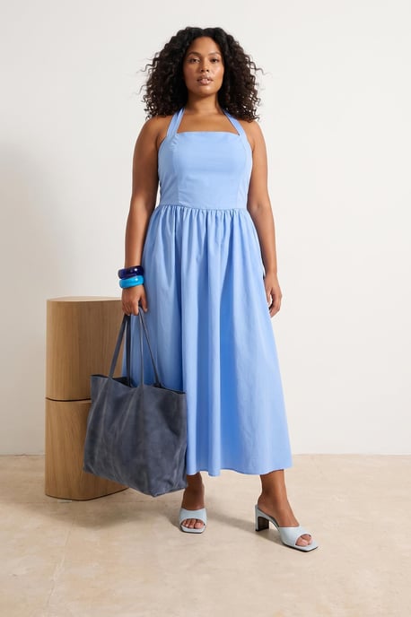Trendyol Curve Damen Blau Einfarbig Kurz / Mini Ärmellos Casual A-Linie Große Größen Kleid - Image 6