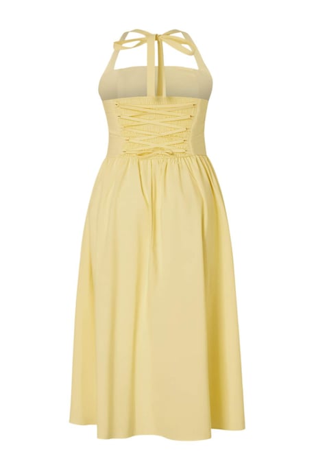 Trendyol Curve Damen Gelb Einfarbig Kurz / Mini Ärmellos Casual A-Linie Große Größen Kleid - Image 5