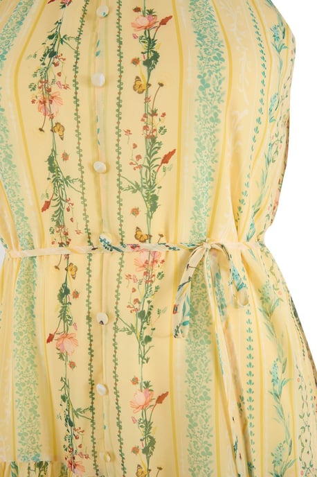Trendyol Curve Damen Gelb Geblümt Kurz / Mini Ärmellos Casual A-Linie Große Größen Kleid - Image 4