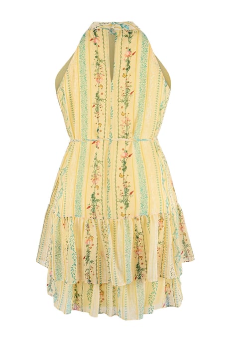 Trendyol Curve Damen Gelb Geblümt Kurz / Mini Ärmellos Casual A-Linie Große Größen Kleid - Image 5