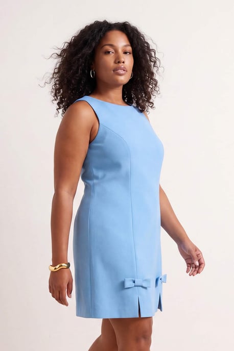 Trendyol Curve Damen Blau Einfarbig Kurz / Mini Ärmellos Elegant/Abend A-Linie Große Größen Kleid - Image 3