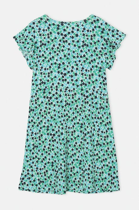 Trendyol Curve Damen Blau Geblümt Kurz / Mini Kurz A-Linie Große Größen Kleid - Image 4