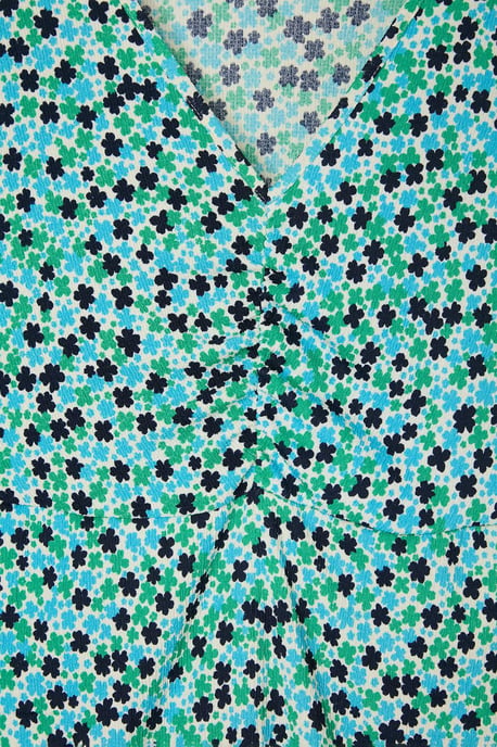 Trendyol Curve Damen Blau Geblümt Kurz / Mini Kurz A-Linie Große Größen Kleid - Image 5