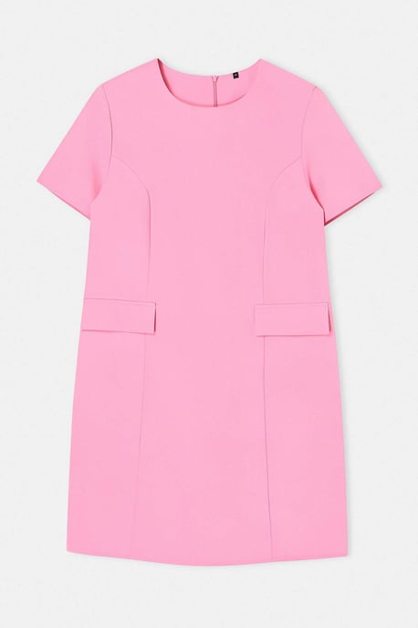 Trendyol Curve Damen Rosa Einfarbig Kurz / Mini 3/4-Arm Casual A-Linie Große Größen Kleid - Image 5