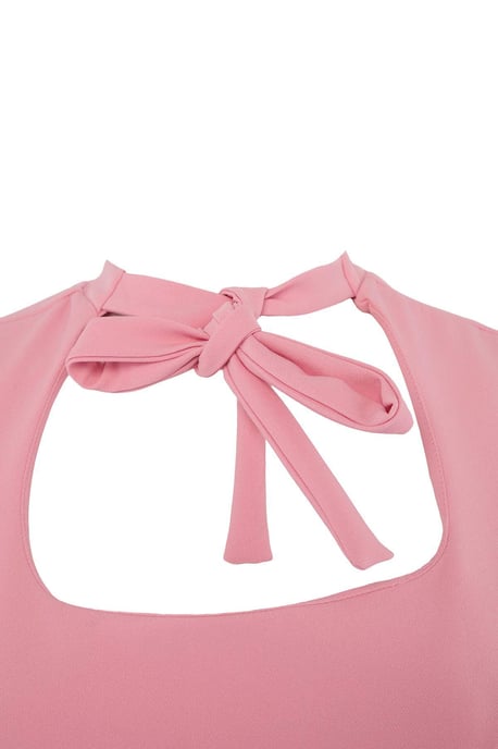 Trendyol Curve Damen Rosa Einfarbig Kurz / Mini Kurz Gerade Große Größen Kleid - Image 4