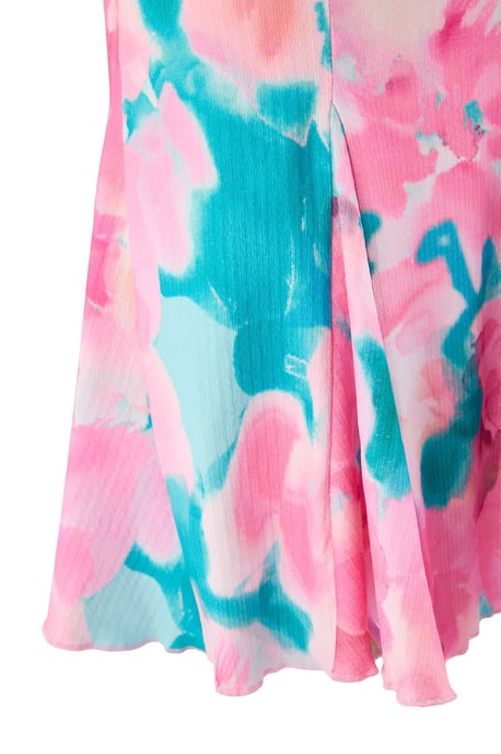 Trendyol Curve Damen Rosa Grafik Kurz / Mini Ärmellos Skater Große Größen Kleid - Image 4