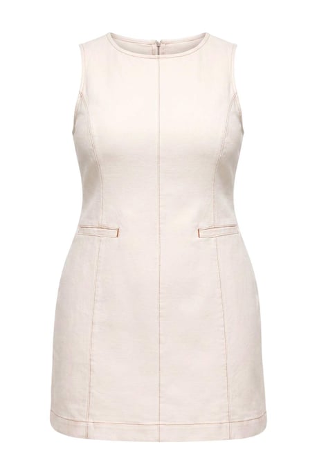 Trendyol Curve Damen Ecru Einfarbig Kurz / Mini Ärmellos Gerade Große Größen Kleid - Image 4