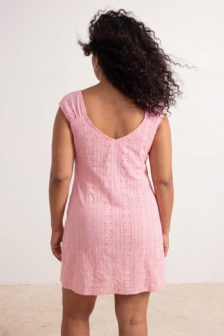 Trendyol Curve Damen Rosa Einfarbig Kurz / Mini Ärmellos Casual A-Linie Große Größen Kleid - Image 2