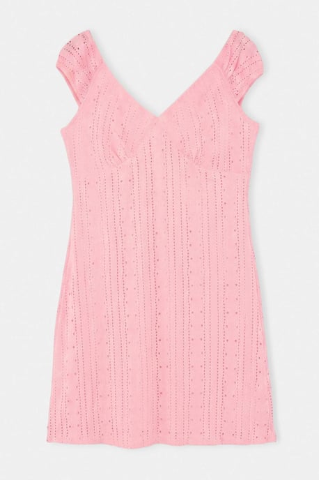 Trendyol Curve Damen Rosa Einfarbig Kurz / Mini Ärmellos Casual A-Linie Große Größen Kleid - Image 3