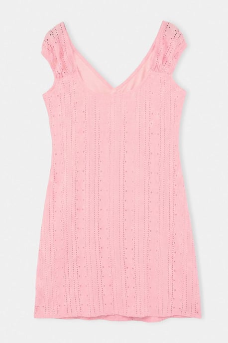 Trendyol Curve Damen Rosa Einfarbig Kurz / Mini Ärmellos Casual A-Linie Große Größen Kleid - Image 5