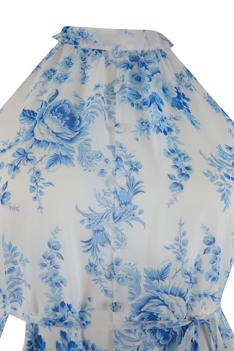 Trendyol Curve Damen Ecru Geblümt Kurz / Mini Ärmellos Casual A-Linie Große Größen Kleid - Image 4