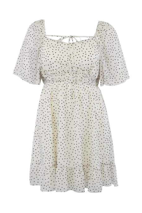 Trendyol Curve Damen Ecru Gepunktet Kurz / Mini Kurz Elegant/Abend A-Linie Große Größen Kleid - Image 3