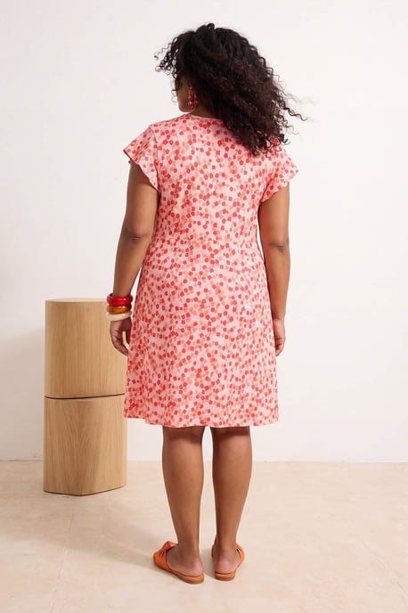 Trendyol Curve Damen Rosa Geblümt Kurz / Mini Kurz A-Linie Große Größen Kleid - Image 2